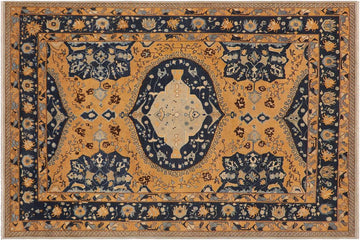 handmade Geometric Kafkaz Chobi Ziegler Orange Blue Hand Knotted RECTANGLE 100% WOOL area rug 9 x 12